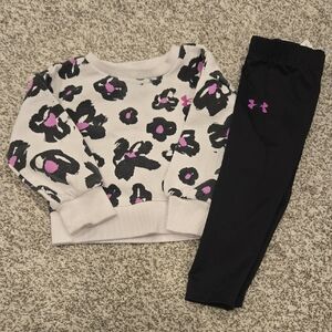 Under Armour Baby Girls' Black and White Floral Leggings Set